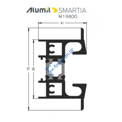 Κάτω οδηγός Φυσούνας M19847 σειράς M19800 Alumil 6m σε χρώμα λευκό 9016