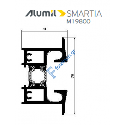 Κάτω οδηγός Φυσούνας M19847 σειράς M19800 Alumil 6m σε χρώμα λευκό 9016