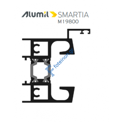 Κάτω οδηγός Φυσούνας M19832 σειράς M19800 Alumil 6m σε χρώμα λευκό 9016
