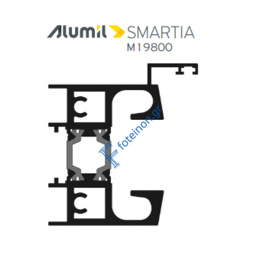Κάτω οδηγός Φυσούνας M19832 σειράς M19800 Alumil 6m σε χρώμα λευκό 9016