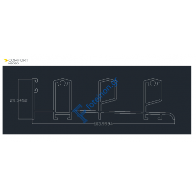 Οδηγός Μ9090 σειράς Μ9050 Comfort Alumil 6m σε χρώμα λευκό 9016
