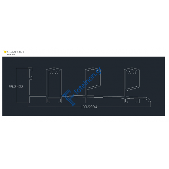 Οδηγός Μ9090 σειράς Μ9050 Comfort Alumil 6m σε χρώμα λευκό 9016