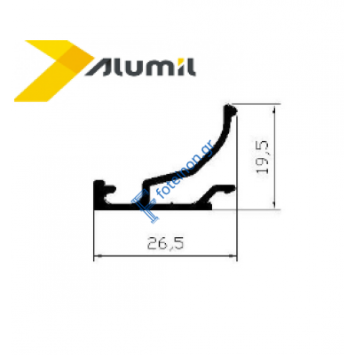 Πηχάκι M946 σειράς Μ940 Alumil 6m σε χρώμα λευκό 9016