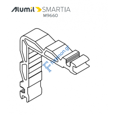 Γωνιά σύνδεσης 10,9x15,8mm για κρυφό φύλλο Μ19622 της σειράς Μ9960 PHOS Alumil 1131115400