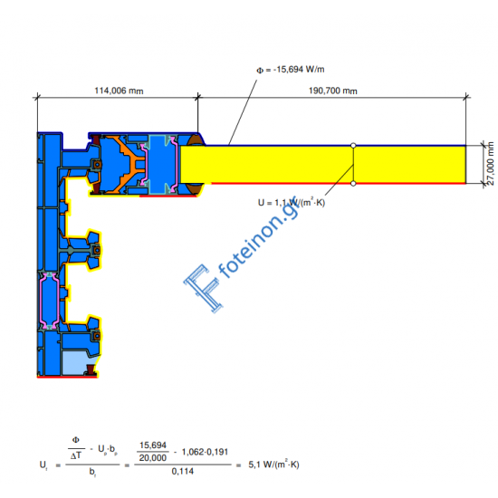 Τριπλός οδηγός επάλληλος M4524Μ σειράς Μ450 Comfort Alumil σε χρώμα λευκό 9016