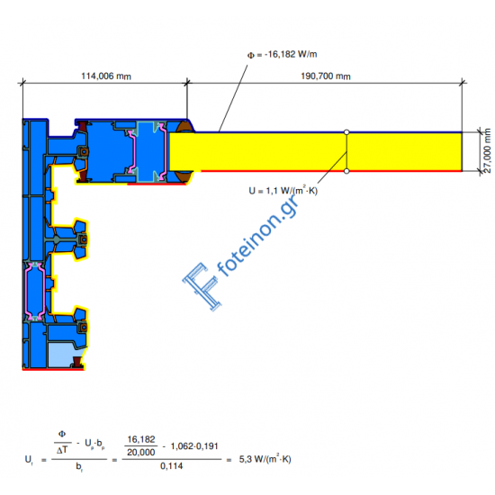 Τριπλός οδηγός επάλληλος M4524Μ σειράς Μ450 Comfort Alumil σε χρώμα λευκό 9016
