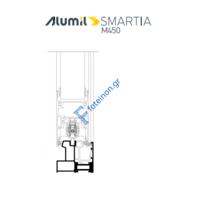Μονός οδηγός με φτερό M4526 σειράς Μ450 Alumil σε χρώμα λευκό 9016
