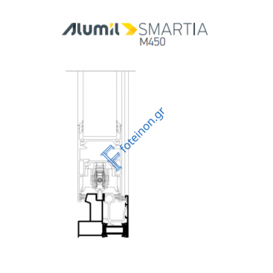 Μονός οδηγός με φτερό M4526 σειράς Μ450 Alumil σε χρώμα λευκό 9016