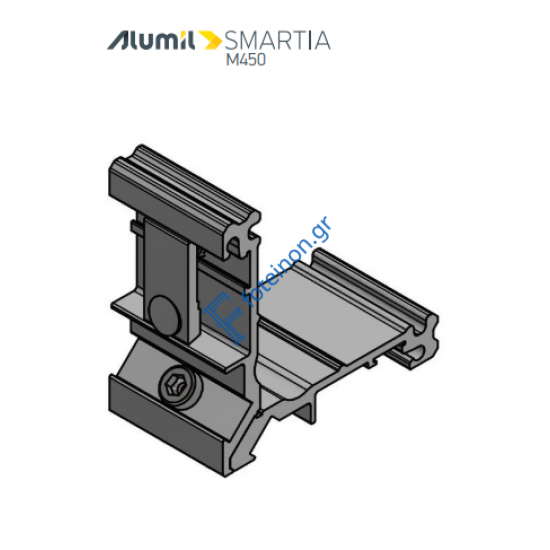 Γωνιά σύνδεσης πρέσσας 13x38mm για οδηγό Μ4532 της σειράς Μ450 Alumil 1251338000
