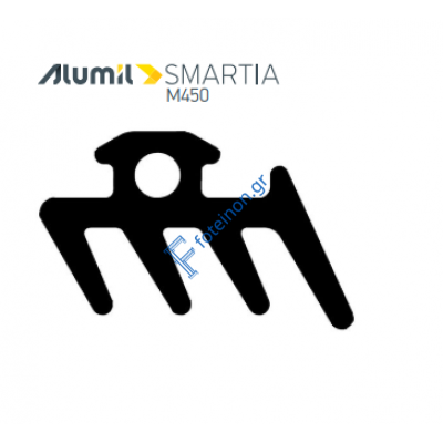 Εξωτερικό ελαστικό (λάστιχο) υάλωσης για φύλλα M4538, M4544, M4542, M4540 της σειράς M450 Alumil 2000686101 (τιμή μέτρου)