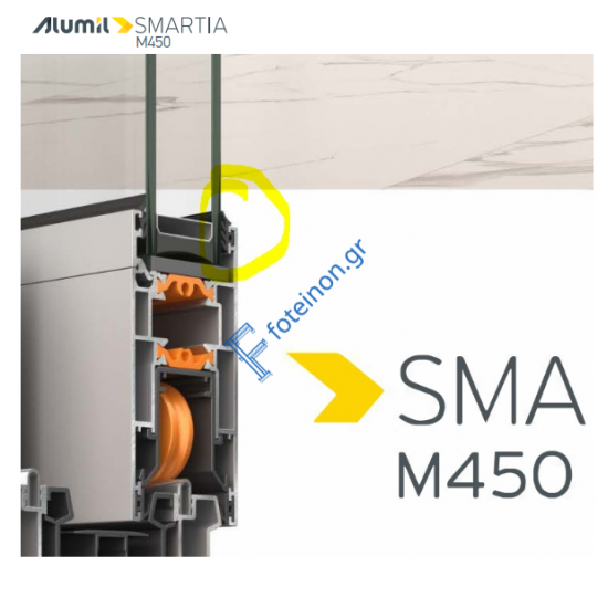 Εξωτερικό ελαστικό (λάστιχο) υάλωσης για φύλλα M4538, M4544, M4542, M4540 της σειράς M450 Alumil 2000686101 (τιμή μέτρου)