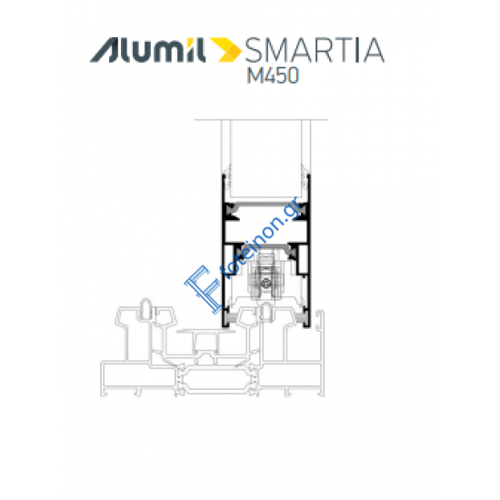 Φύλλο τζαμιού M4538 για απλό συρόμενο και κανονικό γάντζο της σειράς M450 Alumil 6m σε χρώμα λευκό 9016