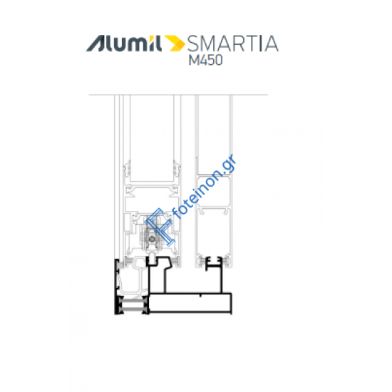 Διπλός Οδηγός Τζάμι-Σίτα M4530 της σειράς M450 Alumil 6m σε χρώμα λευκό 9016