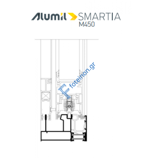 Οδηγός διπλός τζάμι-σίτα M4534 της σειράς M450 Alumil 6m σε χρώμα λευκό 9016