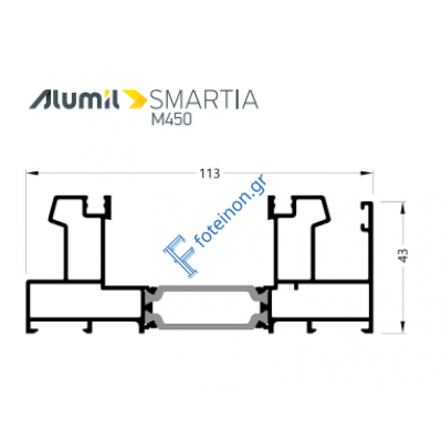 Οδηγός διπλός επάλληλος M4556 της σειράς M450 Alumil 6m σε χρώμα λευκό 9016