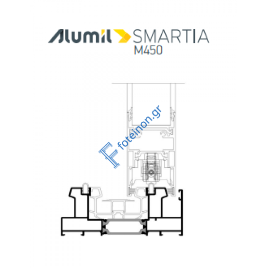 Οδηγός διπλός επάλληλος M4556 της σειράς M450 Alumil 6m σε χρώμα λευκό 9016