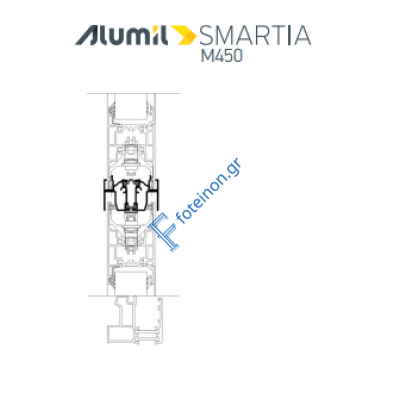Μπινί φιλητού M4566 της σειράς M450 Alumil 6m σε χρώμα λευκό 9016