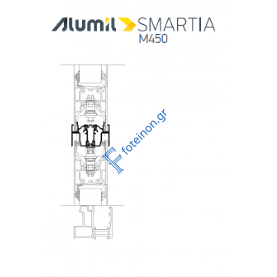 Μπινί φιλητού M4566 της σειράς M450 Alumil 6m σε χρώμα λευκό 9016