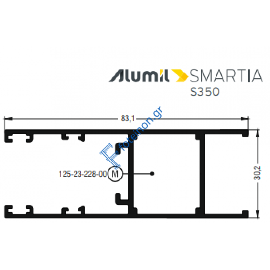 Φύλλο πατζουριού S364 σειράς S350 Smartia Alumil 6m σε χρώμα λευκό 9016