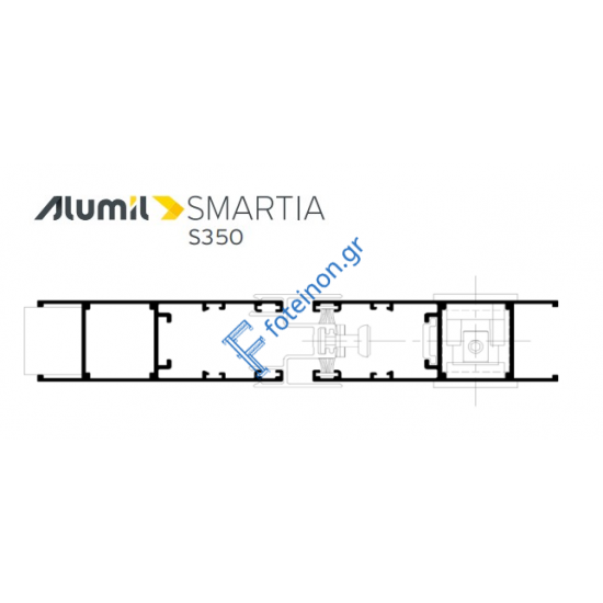 Φύλλο πατζουριού S364 σειράς S350 Smartia Alumil 6m σε χρώμα λευκό 9016