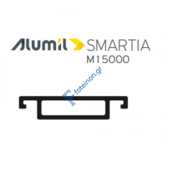 Πρόσθετο αλουμινίου M15175 σειράς M15000 για χώρισμα ταυ πάνω στο τζάμι κολλητό Alumil 6m σε χρώμα λευκό 9016