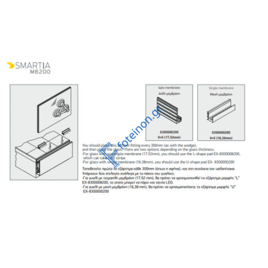 L-ΤΑΚΑΚΙ Μ8200 8+8mm για τετραπλη μεμβράνη ή για τανία led Alumil 8300008200