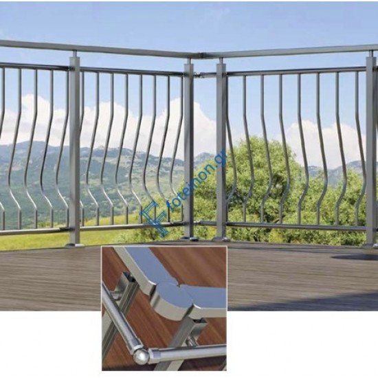 Κάγκελα αλουμινίου τύπου INOX F50 VERTICAL-D Aluminco τιμή για 3 μπαλκόνια