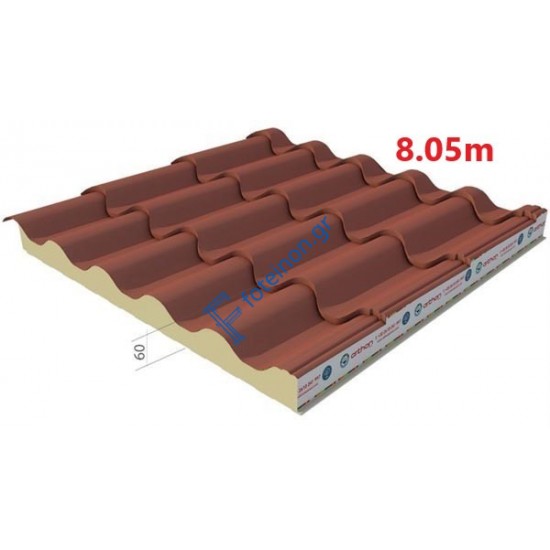 Πάνελ Κεραμίδι μήκος 8,05μ. σε χρώμα RAL8004 