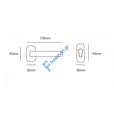 Πόμολο πόρτας αλουμινίου & pvc Φιξ 5S Ροζέτα Οβάλ Όρο Ματ BEST