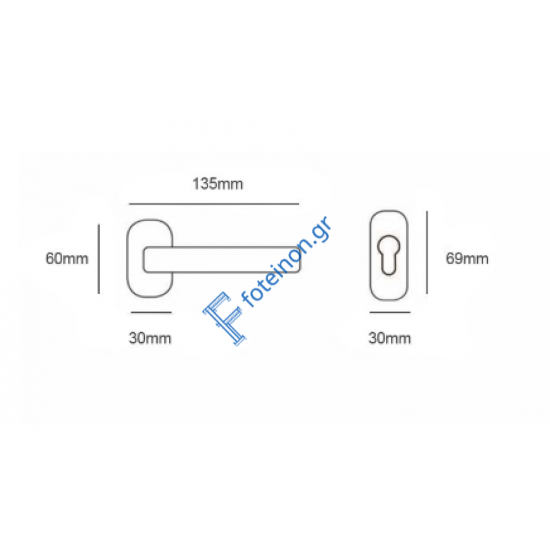 Πόμολο πόρτας αλουμινίου & pvc Φιξ 5S Ροζέτα Οβάλ Όρο Ματ BEST
