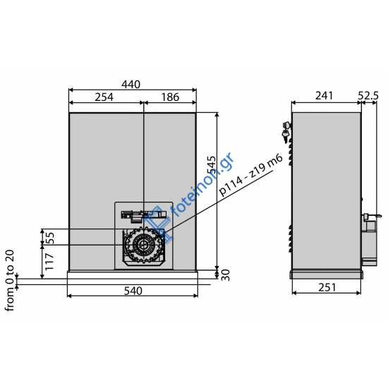  Μοτέρ για συρόμενη γκαραζόπορτα έως 3500kgr BFT SP3500 (Με πλακέτα)