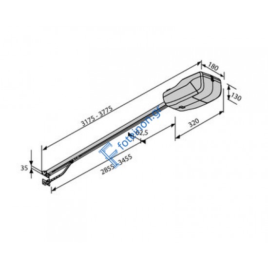 Μηχανισμός για γκαραζόπορτες οροφής TIZIANO BGDA 260 S01 με έλξη για 60kg και ημί-εντατική χρήση.