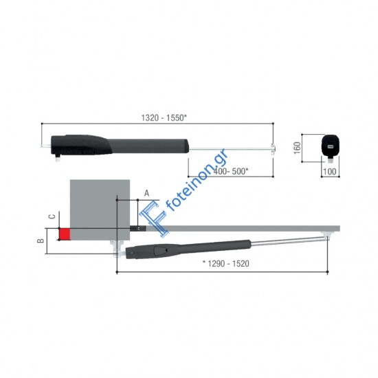 CAME ATS 50 230V KIT Premium Σετ Μηχανισμού για μονόφυλλες Ανοιγόμενες Γκαραζόπορτες έως 5m φύλλο