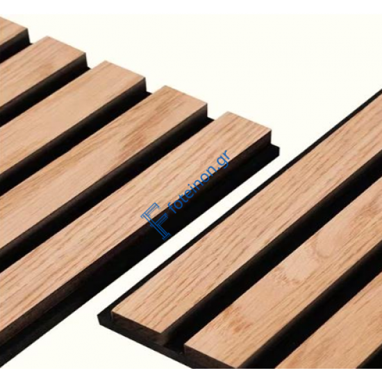 Σανίδα ηχομονωτική (Acoustic wall panel I) 21x600x2800 πηχάκια με καπλαμά χρώμα Δρυς κωδ. K1 τιμή φύλλου 1,68m2