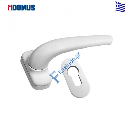 Πόμολο μονό με ροζέτες λευκό Domus (6315L) Domus