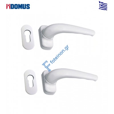 Πόμολο με μεταλλικές ροζέτες λευκό Domus (6310L)