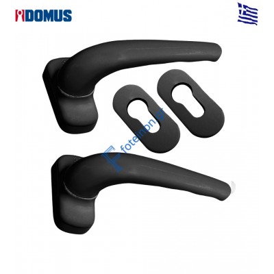 Πόμολο με μεταλλικές ροζέτες μαύρο Domus (6310M)