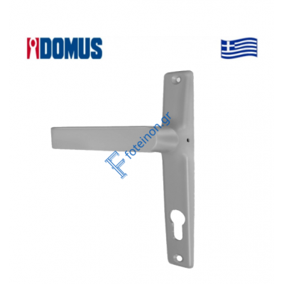 Πόμολο Skyline διπλό με πλάκα, ασημί Domus (6174S)