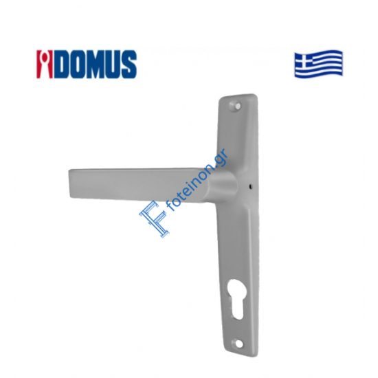 Πόμολο Skyline διπλό με πλάκα, ασημί Domus (6174S)