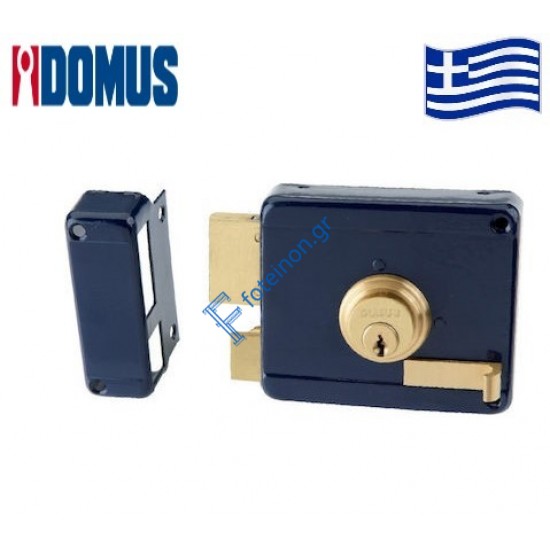Κλειδαριά ασφαλείας κουτιαστή με αντίκρυσμα αριστερή Μπλε Domus (96250L)