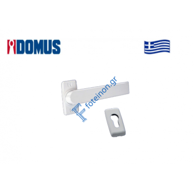 Πόμολο Skyline με μεταλλική ροζέτα λευκό Domus (6170L)