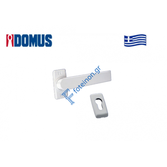 Πόμολο Skyline με μεταλλική ροζέτα λευκό Domus (6170L)