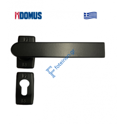 Πόμολο Skyline μονό με μεταλλική ροζέτα μαύρο Domus (6175M)