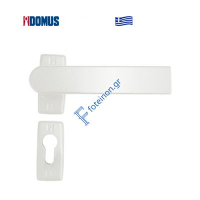 Πόμολο Skyline μονό με μεταλλική ροζέτα λευκό Domus (6175L)