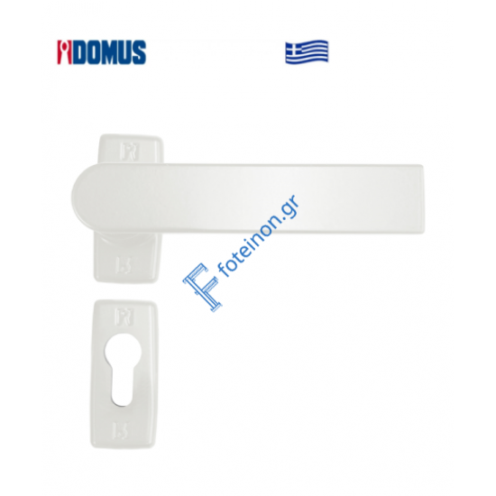 Πόμολο Skyline μονό με μεταλλική ροζέτα λευκό Domus (6175L)