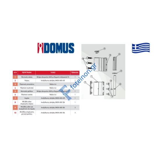 Μεντεσές αλουμινίου περιμετρικού διπλός βαρέως τύπου Euro 16 σε χρώμα μαύρο Domus 6850M