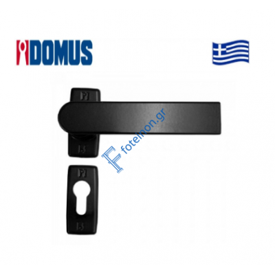 Πόμολο Skyline με μεταλλική ροζέτα μαύρο Domus (6170M)