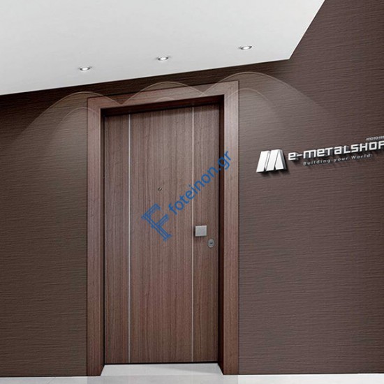 Πόρτα ασφαλείας  Laminate grizio - 2 κάθετα inox Golden Door 