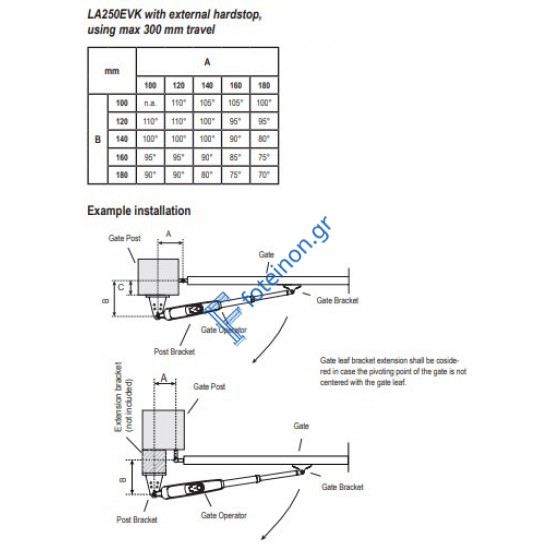 LiftMaster LA 250 EVK Σετ Μηχανισμού για Δίφυλλες Ανοιγόμενες Γκαραζόπορτες έως 2,5m φύλλο