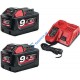 MILWAUKEE M18 NRG-902 2 ΜΠΑΤΑΡΙΕΣ 18V 9.0AH + ΤΑΧΥΦΟΡΤΙΣΤΗΣ (4933451422) 
